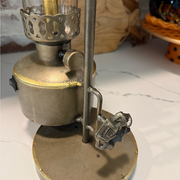 Handmade Artisan Architectural Metal Battery Operated Table Lamp - Picture 14 of 15